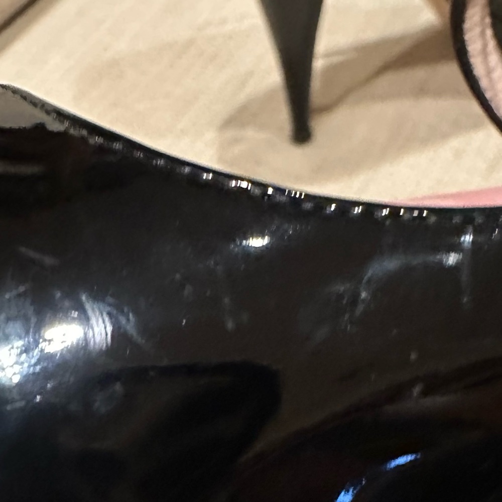 Miu Miu Black Patent Leather Strappy Open Toe Heels - Picture 15 of 16